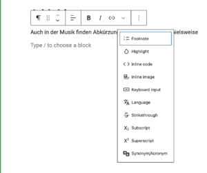 RRZE-Synonym : Auswahl in der Toolbar